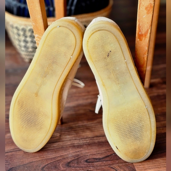 Salvatore Ferragamo Beige Leather Sneakers - Picture 7 of 11